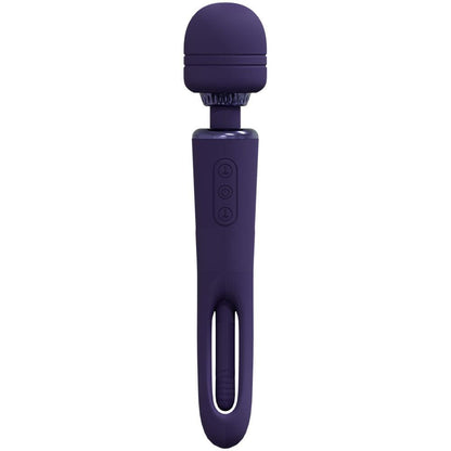 VIVE Kiku - Purple - Purple 25.2 cm USB Rechargeable Dual End Massage Wand with Flapping Tip - VIVE056PUR