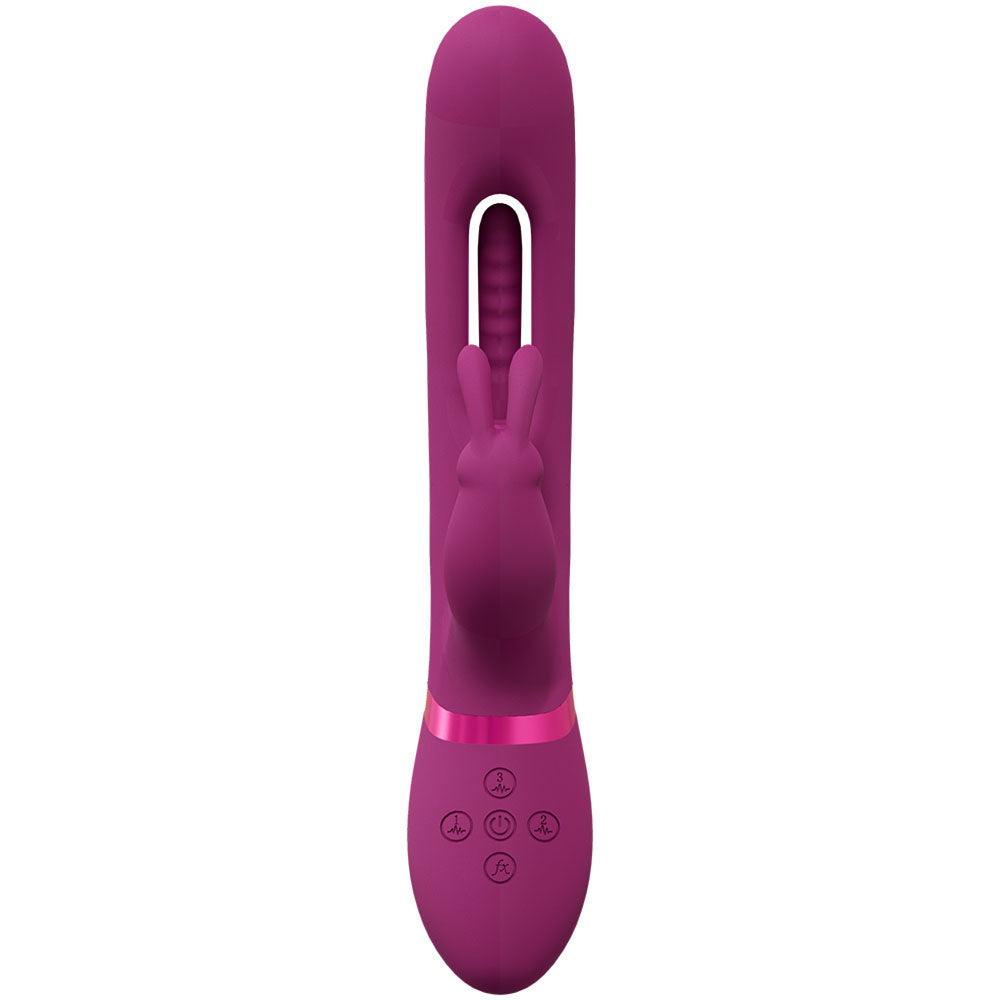 VIVE Mika - Pink - Pink 23.2 cm USB Rechargeable Rabbit Vibrator with Flapping Shaft - VIVE057PNK