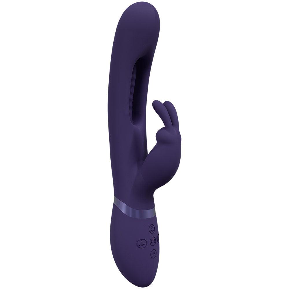 VIVE Mika - Purple - Purple 23.2 cm USB Rechargeable Rabbit Vibrator with Flapping Shaft - VIVE057PUR