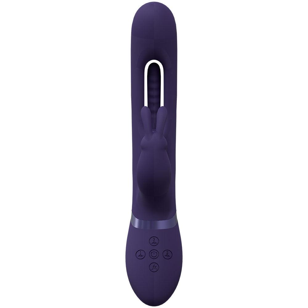 VIVE Mika - Purple - Purple 23.2 cm USB Rechargeable Rabbit Vibrator with Flapping Shaft - VIVE057PUR