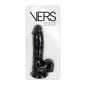 VERS Liquid Silicone Suction Dildo - Black 20 cm Dong with Internal Steel Balls - VRS-2208