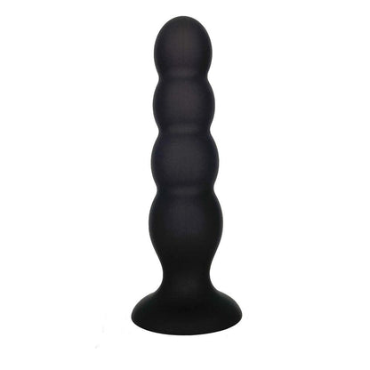 VERS Liquid Silicone Suction Plug - Black 16.5 cm Butt Plug with Internal Steel Balls - VRS-2209