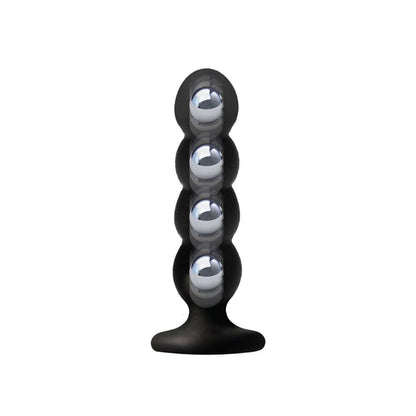 VERS Liquid Silicone Suction Plug - Black 16.5 cm Butt Plug with Internal Steel Balls - VRS-2209