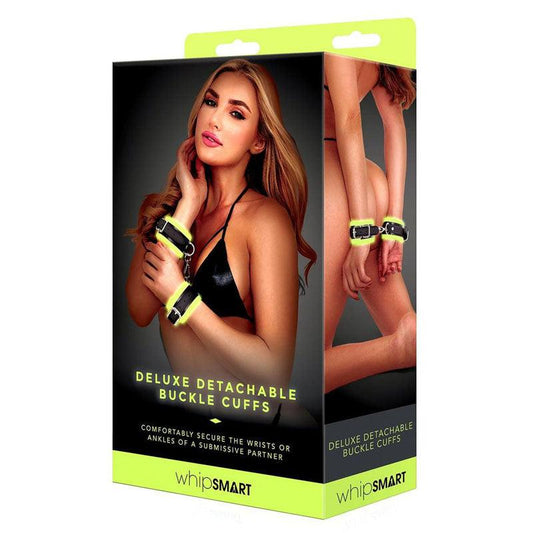 WhipSmart Glow Deluxe Detachable Buckle Cuffs - Glow in the Dark Restraints - WS1010