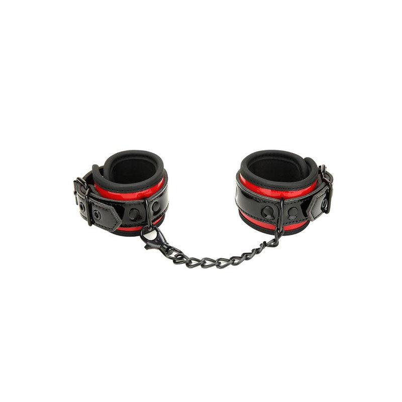 WhipSmart Heartbreaker Deluxe Buckle Love Cuffs - Black/Red Restraints - WS1035