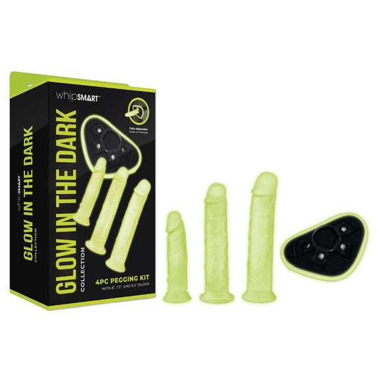 WhipSmart Glow In The Dark 4pc Pegging Kit - Glow In Dark Strap-On Kit - WS1048