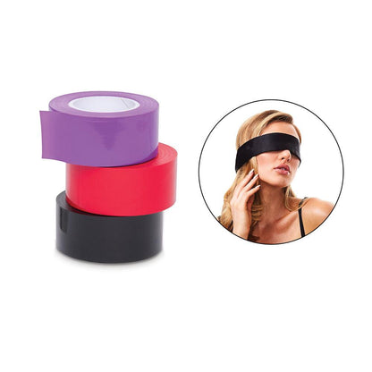 WhipSmart Bondage Tape 3-Pack with Blindfold - Set of 3 Coloured Bondage Tapes and Bonus Satin Blindfold - WS1061