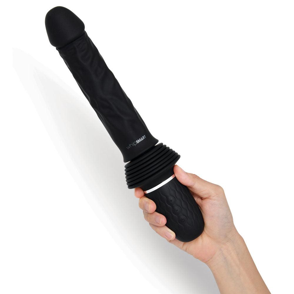 WhipSmart Thrusting Cock - Black 30 cm USB Rechargeable Thrusting Vibrator with Suction Mount - WS1066