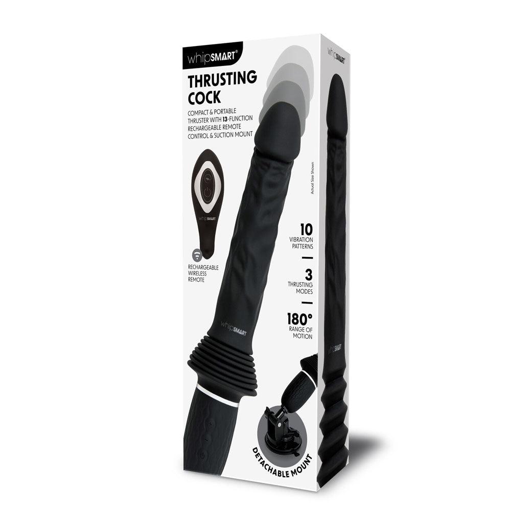 WhipSmart Thrusting Cock - Black 30 cm USB Rechargeable Thrusting Vibrator with Suction Mount - WS1066