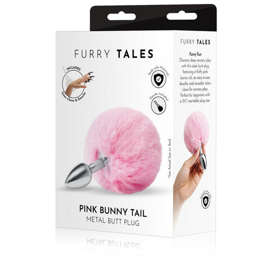 WhipSmart Furry Tales Pink Bunny Tail - Metal 6.3 cm Butt Plug with Pink Bunny Tail - WS3500