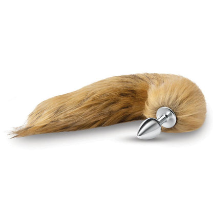 WhipSmart Furry Tales 14 Inch Brown Fox Tail - Metal 6.3 cm Butt Plug with Brown Fox Tail - WS3503