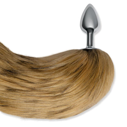 WhipSmart Furry Tales 14 Inch Brown Fox Tail - Metal 6.3 cm Butt Plug with Brown Fox Tail - WS3503