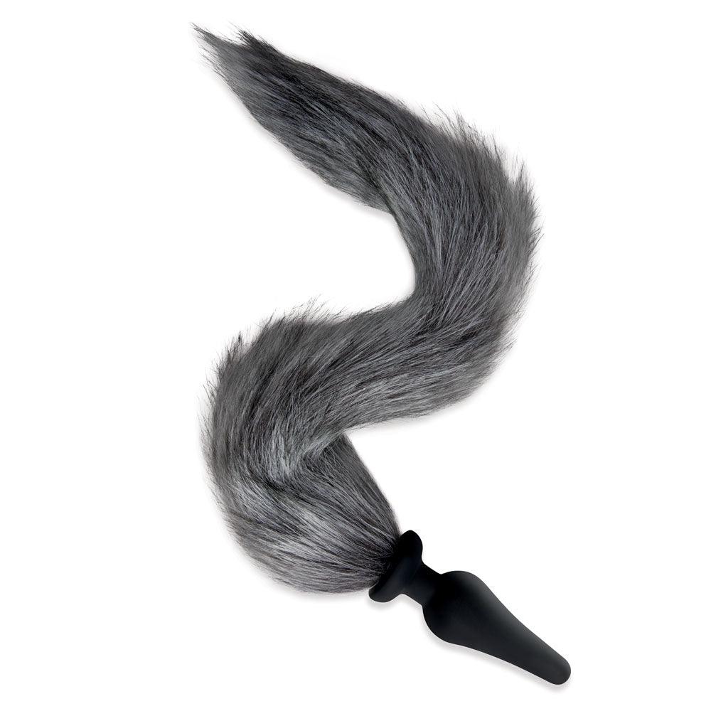 WhipSmart Furry Tales Foxtail Furry Play Set - Grey Foxtail Butt Plug & Furry Ears Set - WS3504