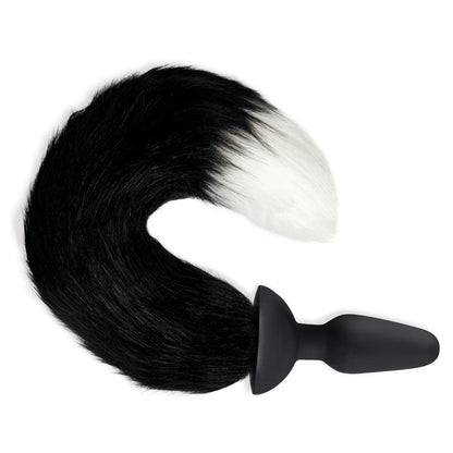 WhipSmart Furry Tales Silicone Foxtail Rechargeable Butt Plug - Black 9.5 cm Vibrating Butt Plug with Black Fox Tail & Remote Control - WS3505