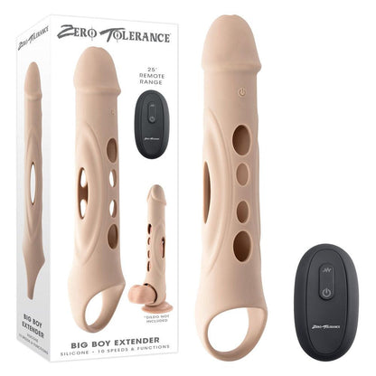 Zero Tolerance BIG BOY EXTENDER - Light - Flesh USB Rechargeable Vibrating Penis Extension Sleeve - ZE-RS-2673-2