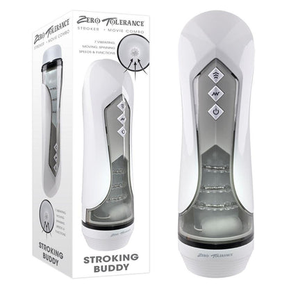 Zero Tolerance STROKING BUDDY - White USB Rechargeable Vibrating & Thrusting Stroker - ZE-RS-2833-2