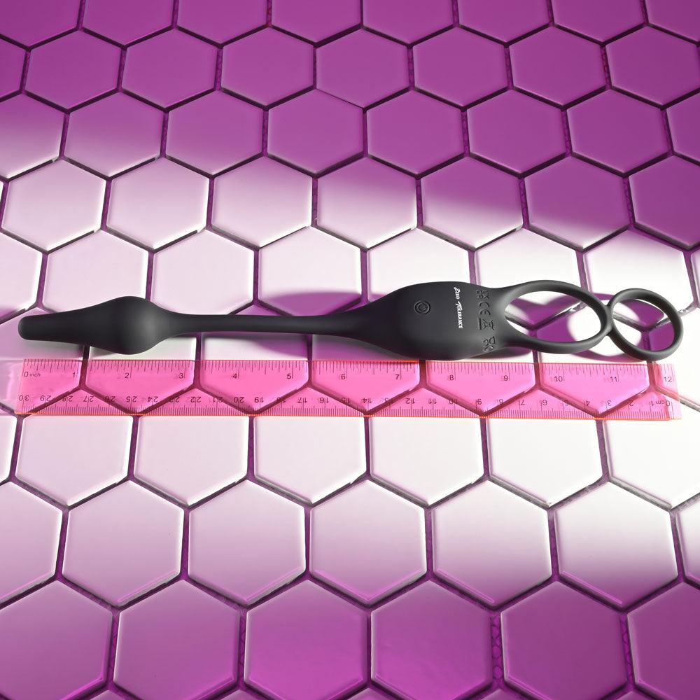 Zero Tolerance PLUG & TUG - Black USB Rechargeable Vibrating Cock Ring with Anal Plug - ZE-RS-3687-2