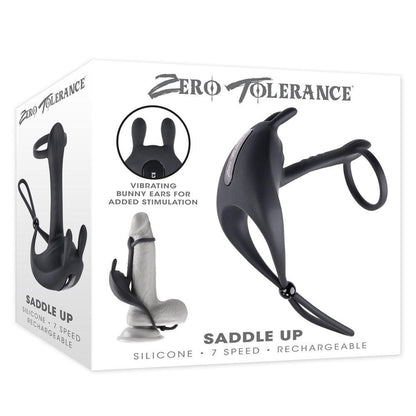 Zero Tolerance SADDLE UP - Black USB Rechargeable Vibrating Cock & Ball Rings - ZE-RS-3694-2