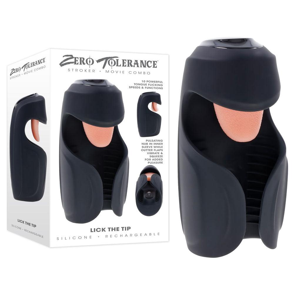 Zero Tolerance LICK THE TIP - Black USB Rechargeable Vibrating & Flicking Masturbator - ZE-RS-4134-2