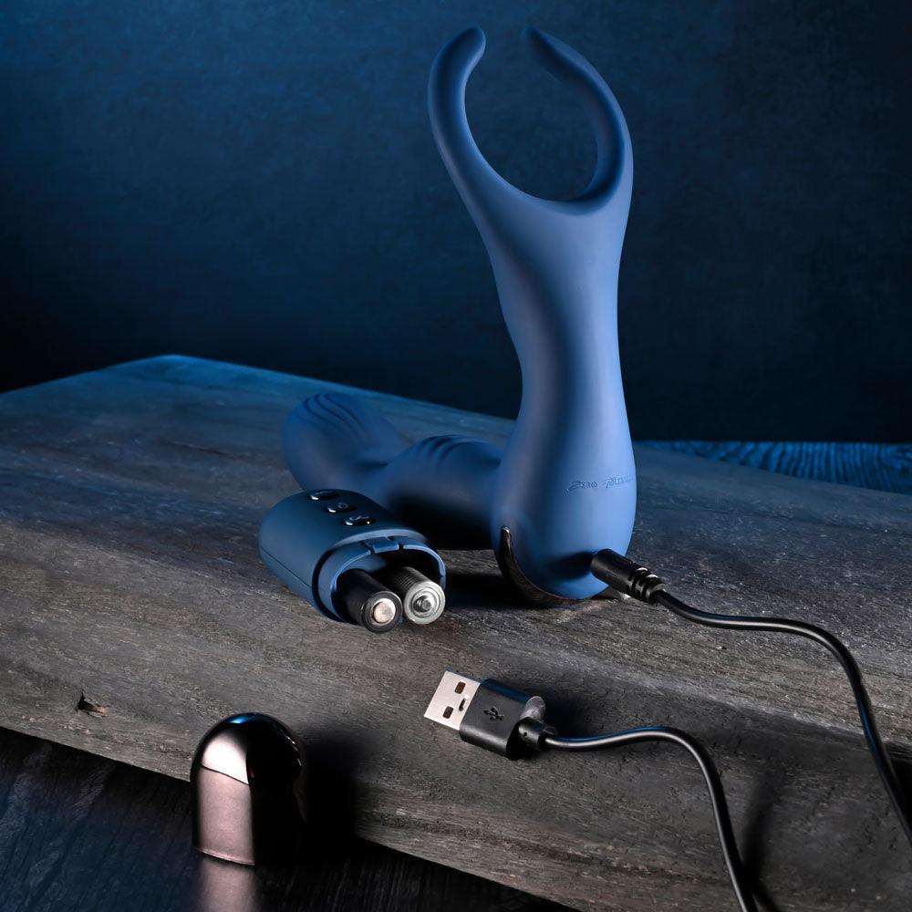 Zero Tolerance BY ALL MEANS - Blue 13.4 cm USB Rechargeable Prostate Massager with Cock Ring - ZE-RS-5124-2