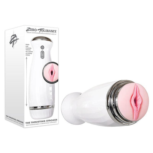 Zero Tolerance The Thrusting Stroker - White USB Rechargeable Thrusting Masturbator - ZE-RS-5583-2