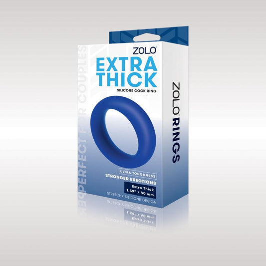 Zolo Extra Thick Silicone Cock Ring - Blue 40 mm Cock Ring - ZO-6034