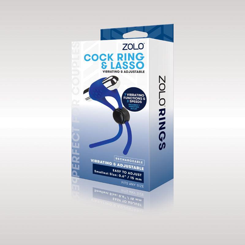 Zolo Rechargeable Cock Ring & Lasso - Blue USB Rechargeable Adjustable Cock Ring - ZO-6037