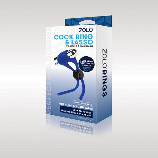 Zolo Rechargeable Cock Ring & Lasso - Blue USB Rechargeable Adjustable Cock Ring - ZO-6037