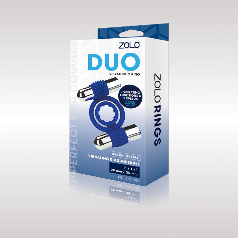 Zolo Rechargeable Duo Vibrating C-Ring - Blue USB Rechargeable Dual Vibrating Cock Ring - ZO-6039